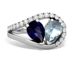 Sapphire Nestled Heart Keepsake 14K White Gold ring R5650