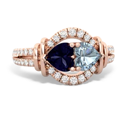 Sapphire Art-Deco Keepsake 14K Rose Gold ring R5630