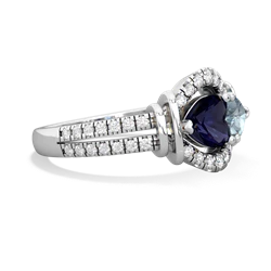 Sapphire Art-Deco Keepsake 14K White Gold ring R5630