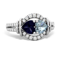 Sapphire Art-Deco Keepsake 14K White Gold ring R5630