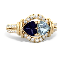 Sapphire Art-Deco Keepsake 14K Yellow Gold ring R5630