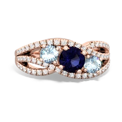 Sapphire Three Stone Aurora 14K Rose Gold ring R3080