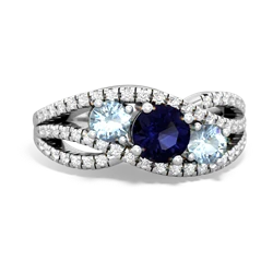 Sapphire Three Stone Aurora 14K White Gold ring R3080