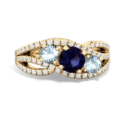 Sapphire Three Stone Aurora 14K Yellow Gold ring R3080