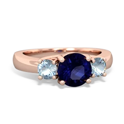 Sapphire Three Stone Round Trellis 14K Rose Gold ring R4018