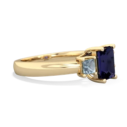 Sapphire Three Stone Emerald-Cut Trellis 14K Yellow Gold ring R4021