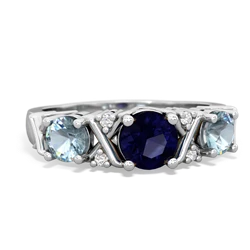 Sapphire Hugs And Kisses 14K White Gold ring R5016