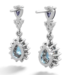 Sapphire Halo Pear Dangle 14K White Gold earrings E1882