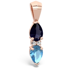 Sapphire Bowtie Drop 14K Rose Gold pendant P0865