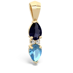 Sapphire Bowtie Drop 14K Yellow Gold pendant P0865