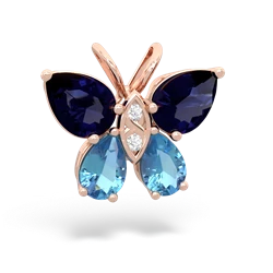 Sapphire Butterfly 14K Rose Gold pendant P2215