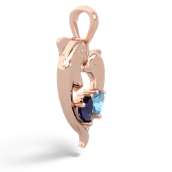 Sapphire Dolphin Heart 14K Rose Gold pendant P5820