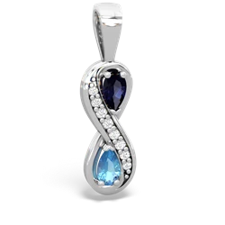 Sapphire Diamond Infinity 14K White Gold pendant P5390