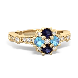 Sapphire Sparkling Tiara Cluster 14K Yellow Gold ring R26293RD