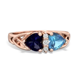 Sapphire Celtic Knot Double Heart 14K Rose Gold ring R5040