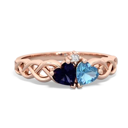 Sapphire Heart To Heart Braid 14K Rose Gold ring R5870