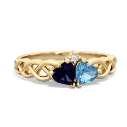 Sapphire Heart To Heart Braid 14K Yellow Gold ring R5870