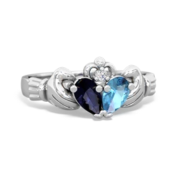 Sapphire 'Our Heart' Claddagh 14K White Gold ring R2388