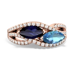 Sapphire Diamond Rivers 14K Rose Gold ring R3070