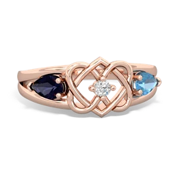 Sapphire Hearts Intertwined 14K Rose Gold ring R5880