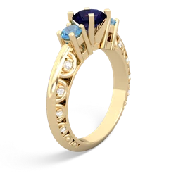 Sapphire Art Deco Eternal Embrace Engagement 14K Yellow Gold ring C2003