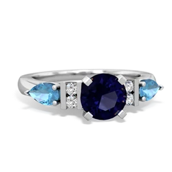 Sapphire 6Mm Round Eternal Embrace Engagement 14K White Gold ring R2005