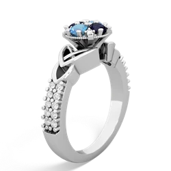 Sapphire Celtic Knot Cluster Engagement 14K White Gold ring R26443RD