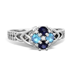 Sapphire Celtic Knot Cluster Engagement 14K White Gold ring R26443RD