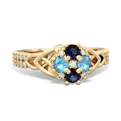 Sapphire Celtic Knot Cluster Engagement 14K Yellow Gold ring R26443RD