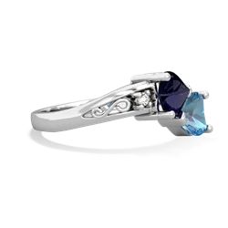 Sapphire Snuggling Hearts 14K White Gold ring R2178