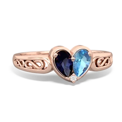 Sapphire Filligree 'One Heart' 14K Rose Gold ring R5070