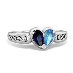 Sapphire Filligree 'One Heart' 14K White Gold ring R5070