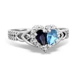 Sapphire Celtic Knot Two Hearts As One 14K White Gold ring R2644HRT