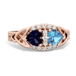 Sapphire Sparkling Celtic Knot 14K Rose Gold ring R2645