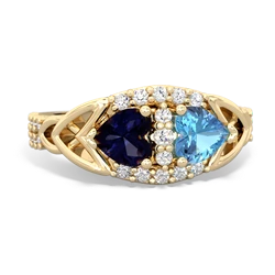 Sapphire Sparkling Celtic Knot 14K Yellow Gold ring R2645