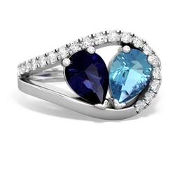 Sapphire Nestled Heart Keepsake 14K White Gold ring R5650