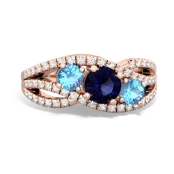 Sapphire Three Stone Aurora 14K Rose Gold ring R3080