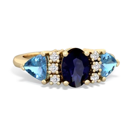 Sapphire Antique Style Three Stone 14K Yellow Gold ring R2186