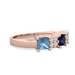 Sapphire Three Stone Diamond Cluster 14K Rose Gold ring R2592