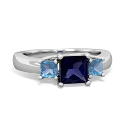 Sapphire Three Stone Trellis 14K White Gold ring R4015