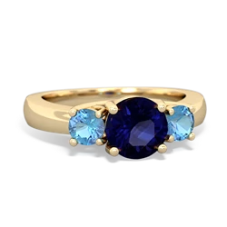 Sapphire Three Stone Round Trellis 14K Yellow Gold ring R4018