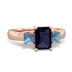 Sapphire Three Stone Emerald-Cut Trellis 14K Rose Gold ring R4021