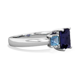 Sapphire Three Stone Emerald-Cut Trellis 14K White Gold ring R4021