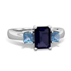 Sapphire Three Stone Emerald-Cut Trellis 14K White Gold ring R4021