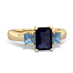 Sapphire Three Stone Emerald-Cut Trellis 14K Yellow Gold ring R4021