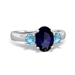 Sapphire Three Stone Oval Trellis 14K White Gold ring R4024