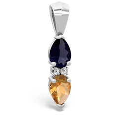 Sapphire Bowtie Drop 14K White Gold pendant P0865