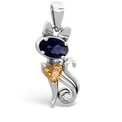 Sapphire Kitten 14K White Gold pendant P5780