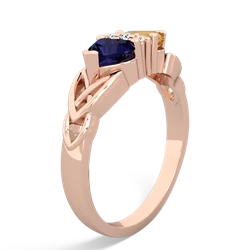 Sapphire Celtic Knot Double Heart 14K Rose Gold ring R5040