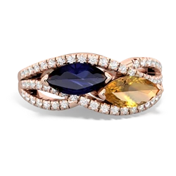 Sapphire Diamond Rivers 14K Rose Gold ring R3070